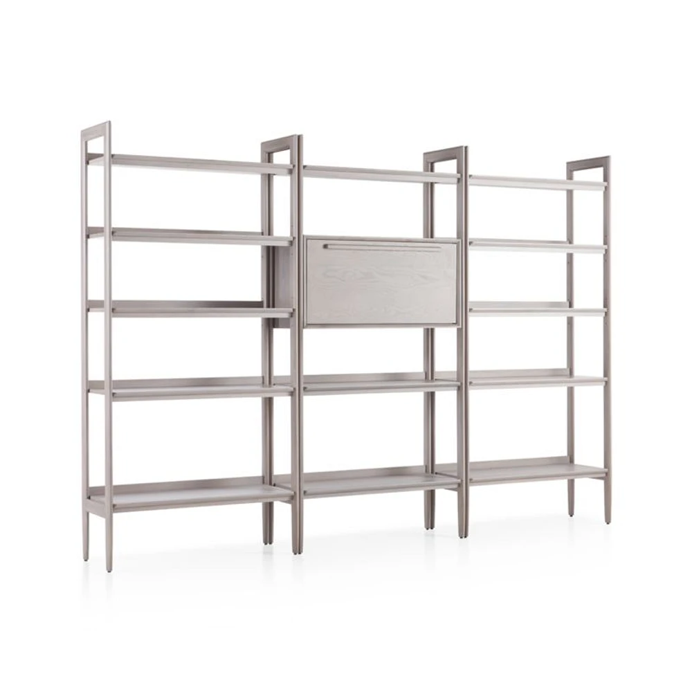 Tate Stone Bookcase Bar with 2 Wide Bookcases
