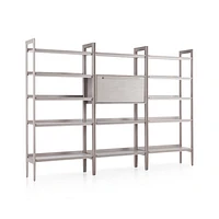 Tate Stone Bookcase Bar with 2 Wide Bookcases