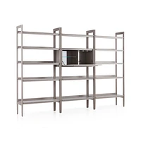 Tate Stone Bookcase Bar with 2 Wide Bookcases