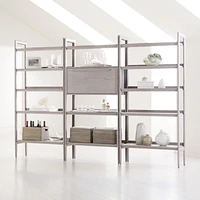 Tate Stone Bookcase Bar with 2 Wide Bookcases