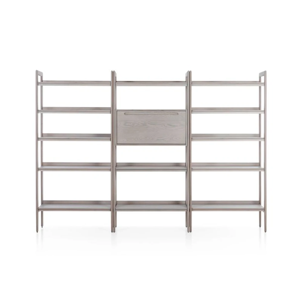 Tate Stone Bookcase Bar with 2 Wide Bookcases