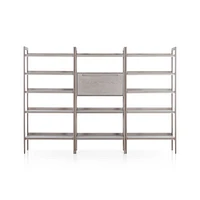 Tate Stone Bookcase Bar with 2 Wide Bookcases