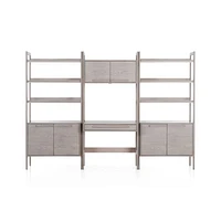 Tate Stone Bookcase Desk with Outlet and 2 Bookcase Cabinets