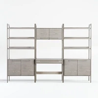 Tate Stone Bookcase Desk with Outlet and 2 Bookcase Cabinets