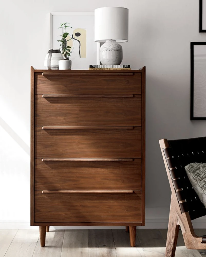 Tate Walnut 5-Drawer Chest