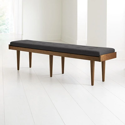 Tate Walnut King Bench with Charcoal Cushion