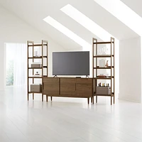 Tate 108.5" Walnut Storage Media Console and Bookshelf Set