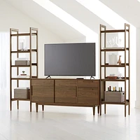 Tate 108.5" Walnut Storage Media Console and Bookshelf Set