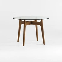 Tate 38" Round Dining Table with Glass Top and Walnut Base