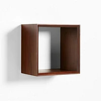 Tatum Walnut Brown Wood Floating Cube Shelf