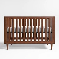 Tatum Walnut Mid-Century Wood Convertible Baby Crib