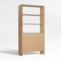 Terrazza Natural Solid Oak Wood 2-Shelf Storage Bookcase Cabinet