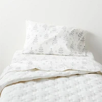 White Geometric Stitch Embroidered Cotton Baby Crib Quilt