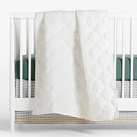 White Geometric Stitch Embroidered Cotton Baby Crib Quilt