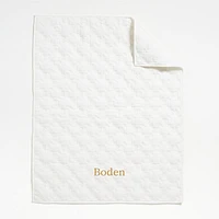 White Geometric Stitch Embroidered Cotton Baby Crib Quilt