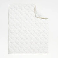 White Geometric Stitch Embroidered Cotton Baby Crib Quilt