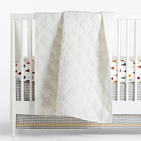 White Geometric Stitch Embroidered Cotton Baby Crib Quilt