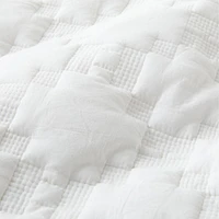 White Geometric Stitch Embroidered Cotton Baby Crib Quilt