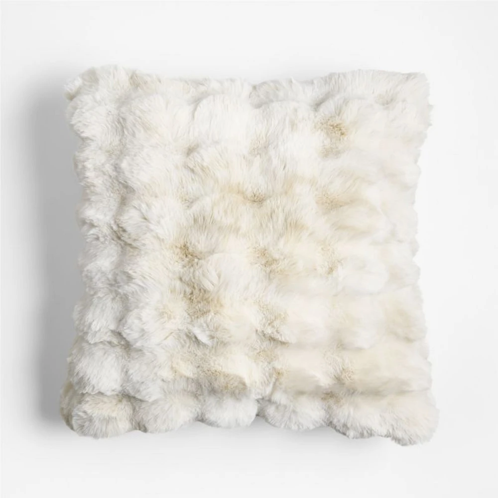 Textured Faux Fur Arctic Ivory 20x20 Throw Pillow Cover