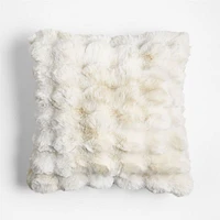 Textured Faux Fur Arctic Ivory 20x20 Throw Pillow Cover