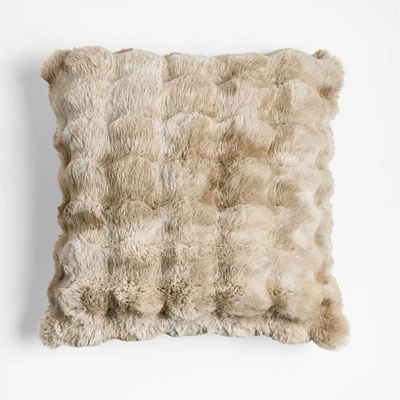 Textured Faux Fur Sierra Tan 20x20 Throw Pillow Cover
