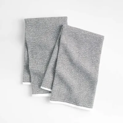 Textured Terry Black Organic Cotton Dish Towels, Set of 2