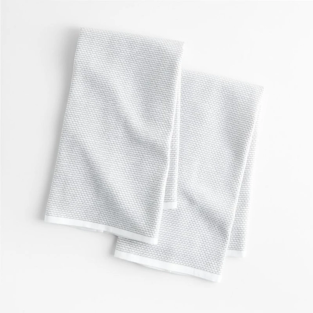 Textured Terry Alloy Grey Organic Cotton Kitchen Towels, Set of 2