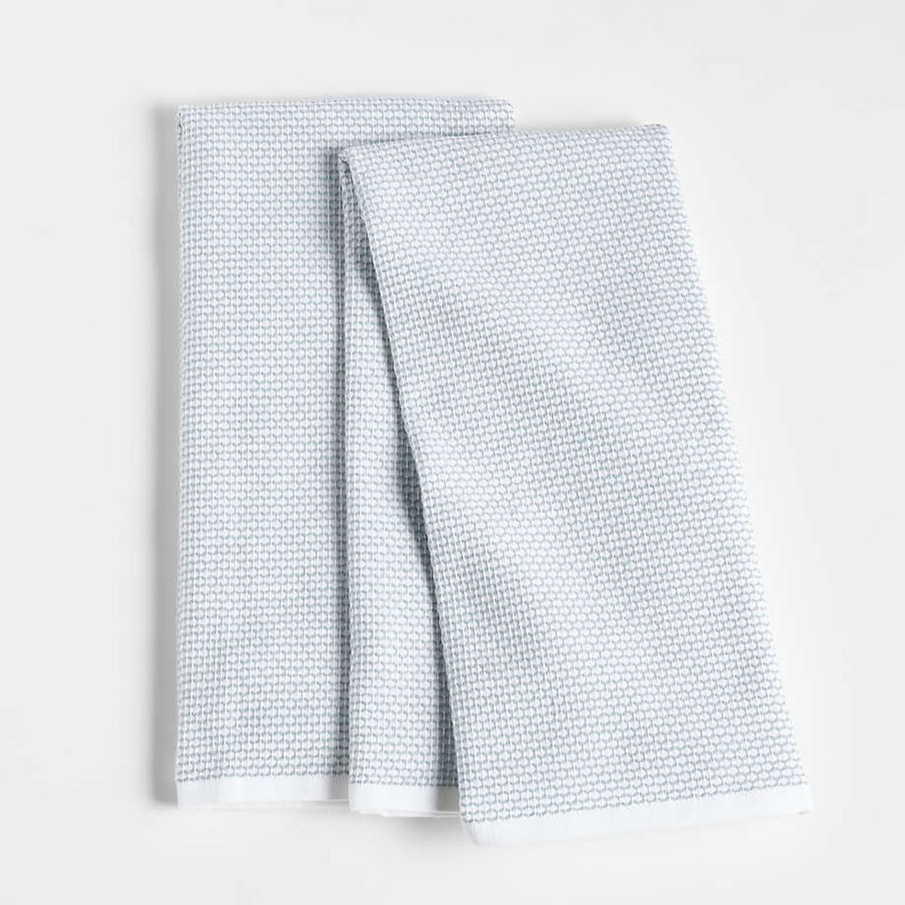 Oversized Waffle Alloy Grey Tea Kitchen Dish Towels, Set of 2 +