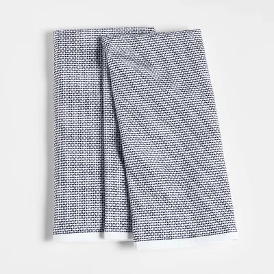 Textured Terry Indigo Organic Cotton Dish Towels, Set of 2