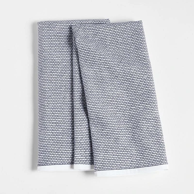 Textured Terry Indigo Organic Cotton Kitchen Towels, Set of 2