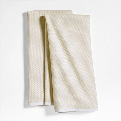 Textured Terry Alabaster Beige Organic Cotton Kitchen Towels, Set of 2