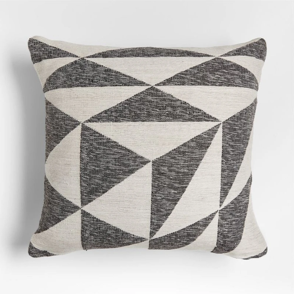Ink Black 20"x20" Textured Triangle Outdoor Throw Pillow