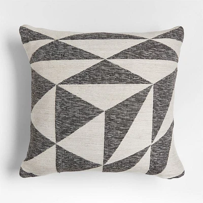 Ink Black 20"x20" Textured Triangle Outdoor Throw Pillow