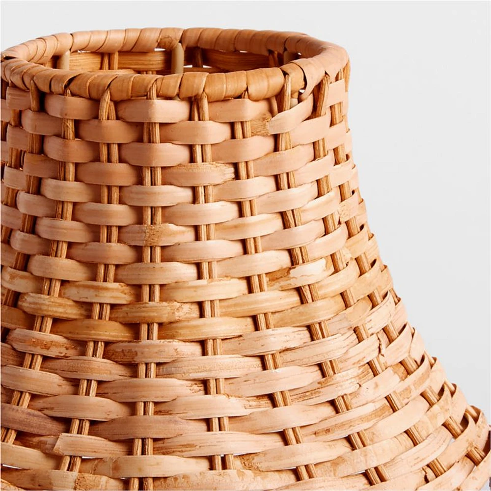 Bibelot Wavy Black Metal Mini Table Lamp with Rattan Shade by Athena Calderone 15.6"