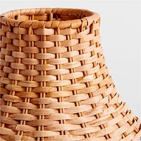 Bibelot Wavy Black Metal Mini Table Lamp with Rattan Shade by Athena Calderone 15.6"