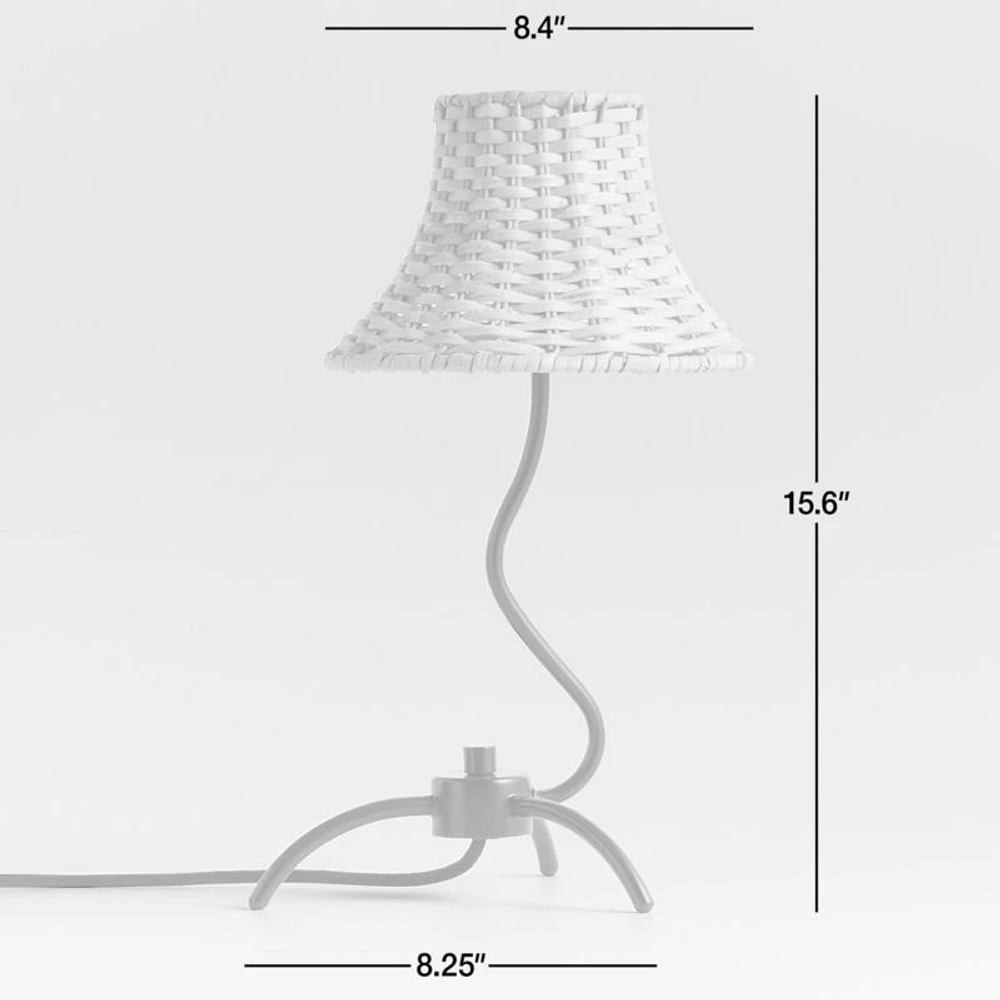 Bibelot Wavy Black Metal Mini Table Lamp with Rattan Shade by Athena Calderone 15.6"