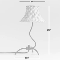 Bibelot Wavy Black Metal Mini Table Lamp with Rattan Shade by Athena Calderone 15.6"