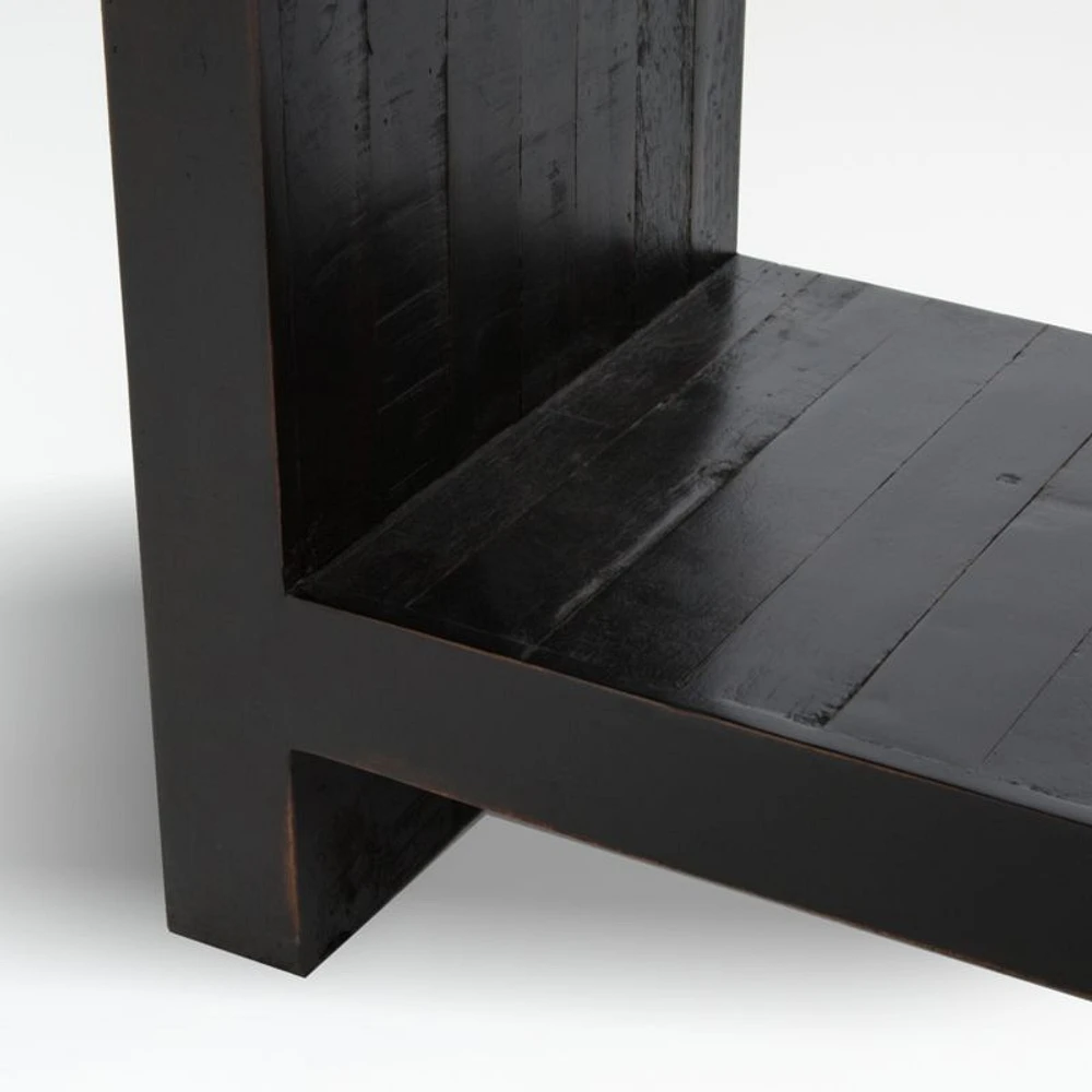 Theo 60" Rectangular Black Acacia Wood Storage Console Table with Shelf