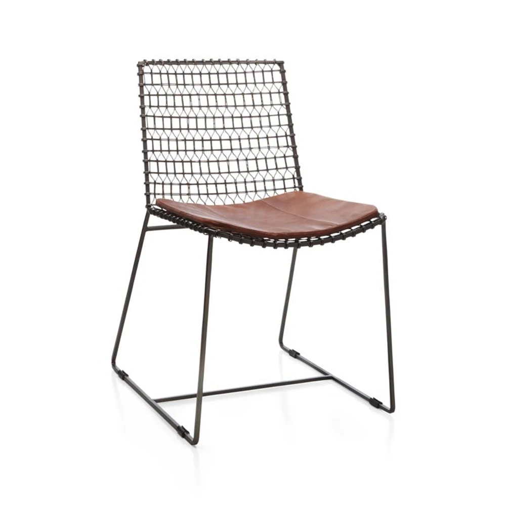Tig Dining Chair Brown Leather Cushion