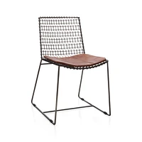 Tig Dining Chair Brown Leather Cushion
