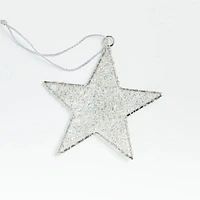 Silver Tinsel Star Christmas Tree Ornament