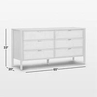 Tisdell Cane and Khaki Oak Wood 6-Drawer Dresser