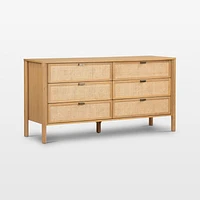Tisdell Cane and Khaki Oak Wood 6-Drawer Dresser