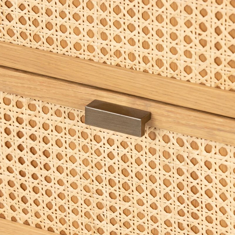 Tisdell Cane and Khaki Oak Wood 6-Drawer Dresser