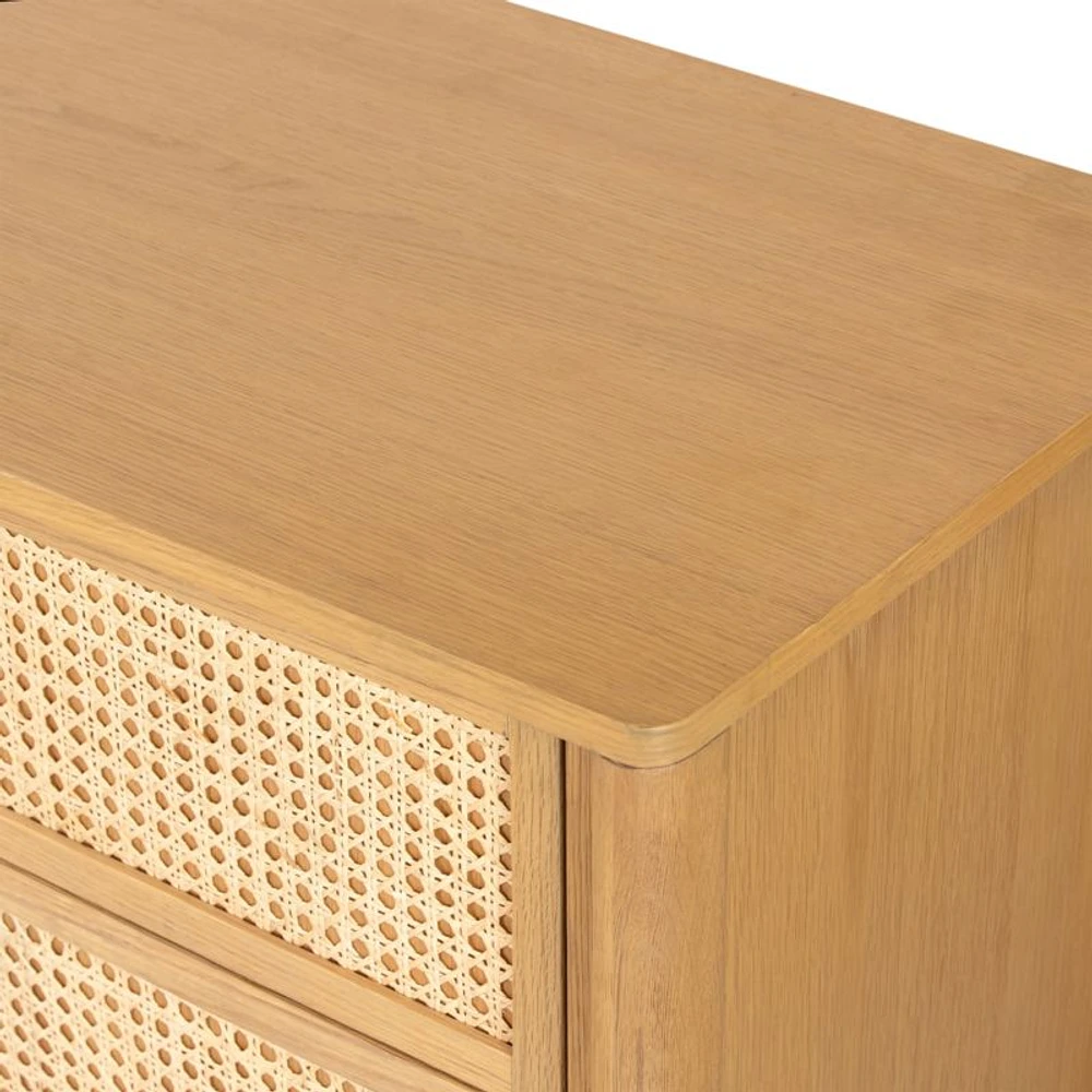 Tisdell Cane and Khaki Oak Wood 6-Drawer Dresser