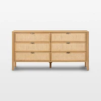 Tisdell Cane and Khaki Oak Wood 6-Drawer Dresser
