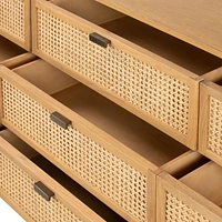 Tisdell Cane and Khaki Oak Wood 9-Drawer Dresser