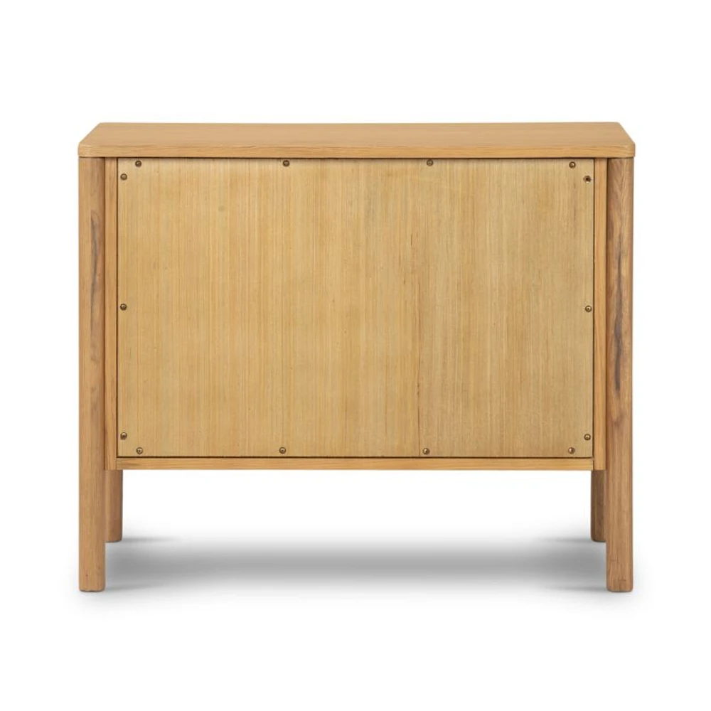 Tisdell Cane and Khaki Oak Wood Nightstand with Drawers