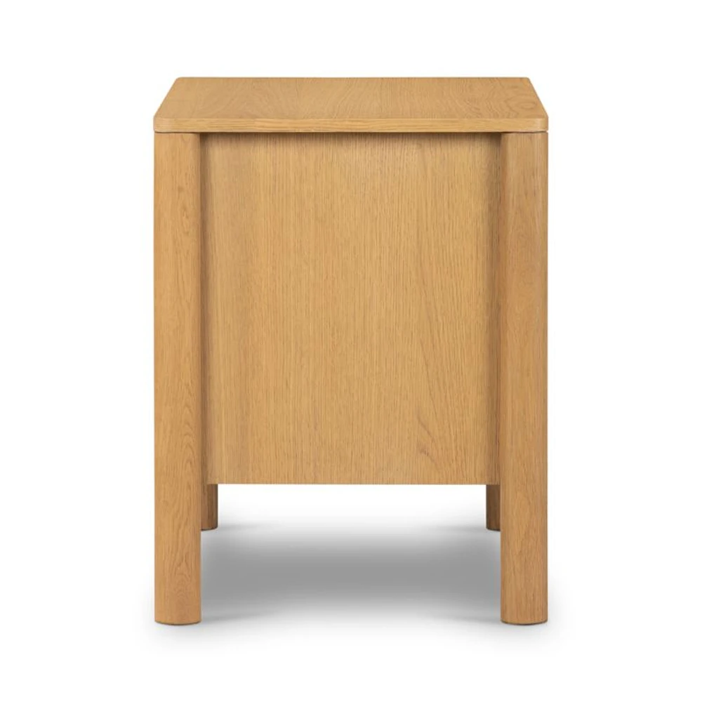 Tisdell Cane and Khaki Oak Wood Nightstand with Drawers
