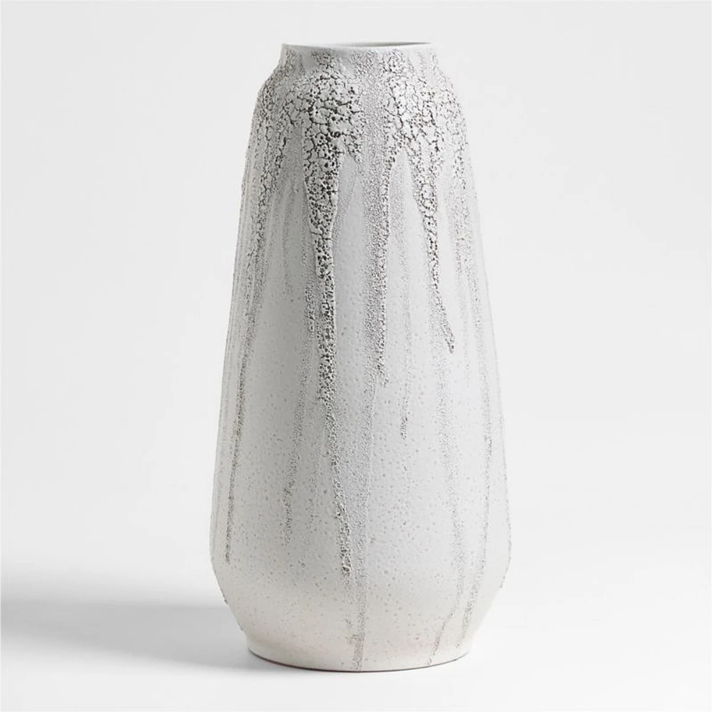 Toluca Large Beige Ceramic Textured Vase 17"